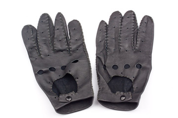 leather black race gloves