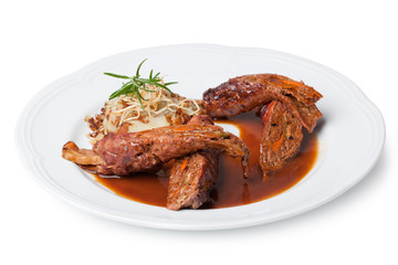 Traditional German Beef Rouladen Stuffed with Vegetable