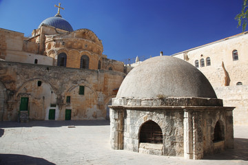 Place at Dome on the Church of the Holy Sepulchre in Jerusalem