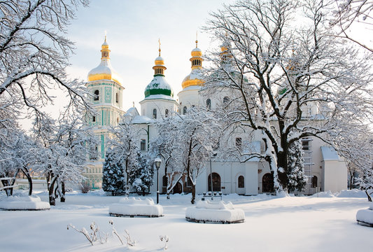 Saint Sophia Cathedral in Kiev in winter