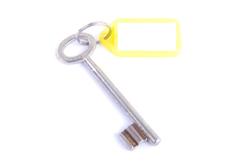 key with yellow tag - clipping path