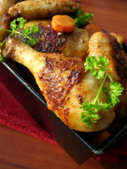 Tasty roasted chicken leg