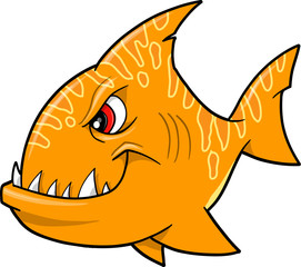 Mean Orange Shark Vector Illustration