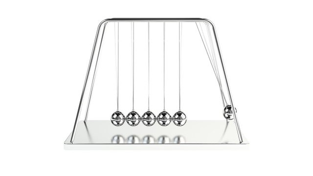 3d animation of newton's cradle with alpha channel appended