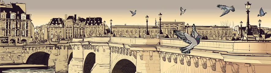 Papier Peint photo Illustration Paris Paris - Pont neuf