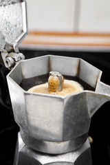 Freshly brewed coffee in Italian