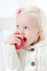 small happy girl  on a white background. Studio shooting