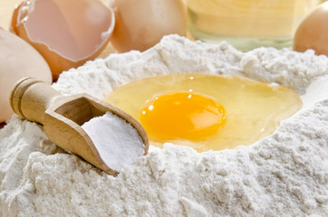 Ingredients to make pizza dough