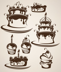 Vector collection of cakes and candies