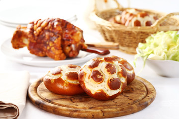 Pretzel bread rolls