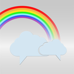 vector clouds bubble speech with a rainbow