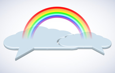 clouds bubble speech with a rainbow. Vector illustration