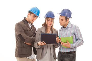Engineers or Architects with Helmet on White Background