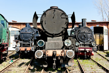 Fototapeta na wymiar steam locomotives in railway museum, Jaworzyna Slaska, Poland