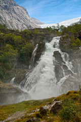Waterfall Kleivafossen in mountains of Norway