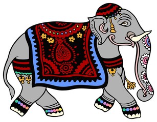 Obraz premium Indian Elephant, dressed for a party