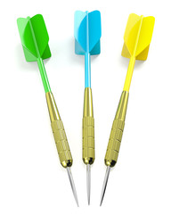 Three darts arrows, red, blue and yellow