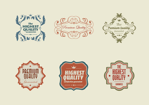Vintage styled retro stickers with ornaments