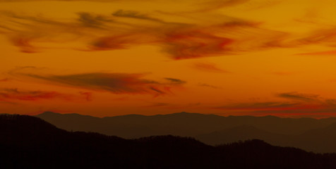 Warm sunset in Appalachia mountains