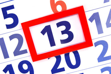 Kalenderdetail - Zahl 13 - Wochentag