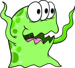 Cute Green Happy Alien Monster Vector