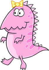 Cute Pink Monster Vector Illustration Art