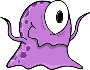 Cute Purple Alien Monster Vector Art