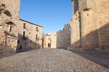 San Mateo square in Caceres, Spain. Medieval square