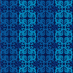 Classic vintage ornamental seamless wallpaper in blue