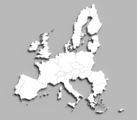 3d european union white map on grey