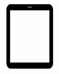 Black tablet pc on white background