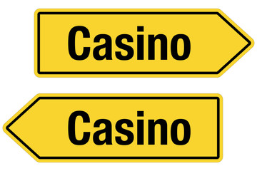 2 Pfeilschilder gelb CASINO