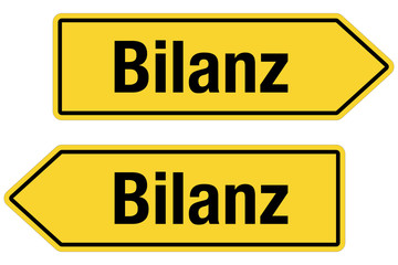 2 Pfeilschilder gelb BILANZ