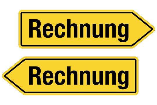 2 Pfeilschilder gelb RECHNUNG