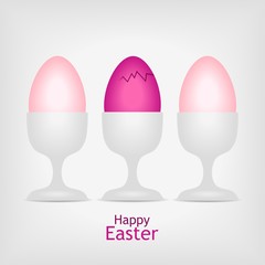 three pink easter eggs - vector illustration