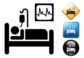 Hospital room pictogram and signs - obrazy, fototapety, plakaty