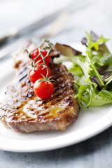 steak and salad