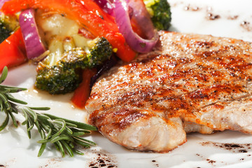 Gourmet grilled steak on a plate