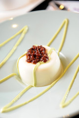 Japanese Macha Mousse with Red bean sauce