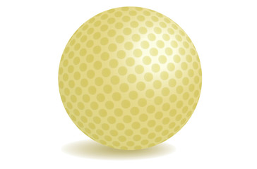 vip golden golf ball with shadow vector illustration