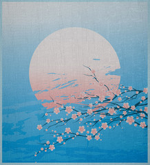 Naklejka premium illustration of a cherry twigs in bloom