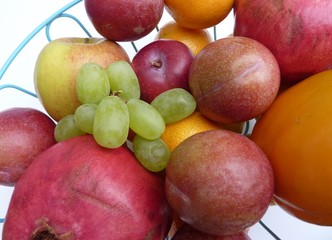 A fruit bowl with  various fruits