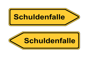 Umleitungsschild links rechts Schuldenfalle