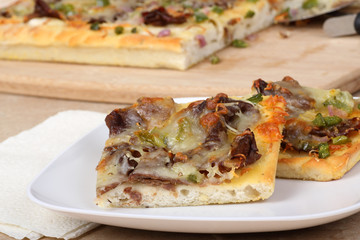 Cheesesteak Pizza Closeup