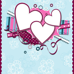 Template heart greeting card, vector