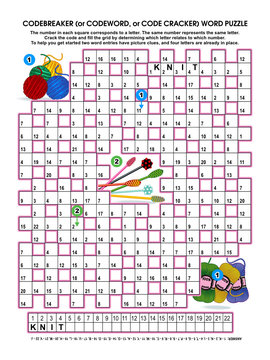 Codebreaker (codeword, code cracker) word puzzle, brain game