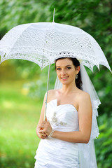 bride with umbrella