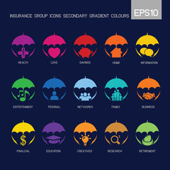 Insurance group icons secondary colourful