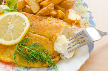 Breaded tilapia fillet