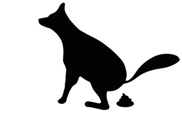 Silhouette of a dog that makes excrement